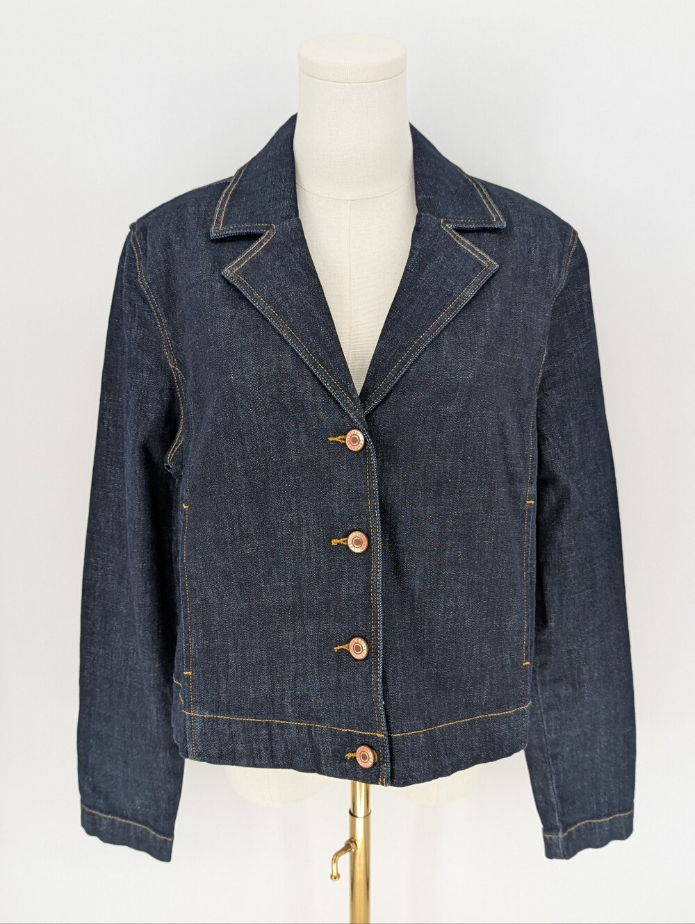 Cabi Johnny Jacket Notch Collar Dark Denim Jeanc Jacket | Size M | Indigo #4681 - Picture 5 of 14